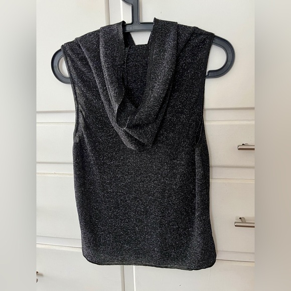🆕 Anthropologie Pilcro hooded top in black metallic size medium - Picture 4 of 11